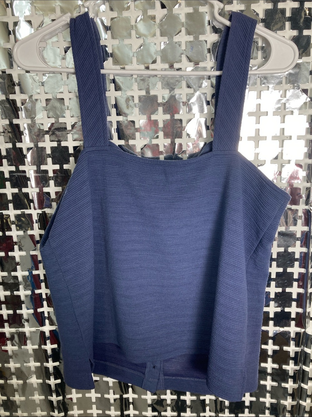 J. Crew Navy Button-Front Ribbed Tank - Picture 3 of 3